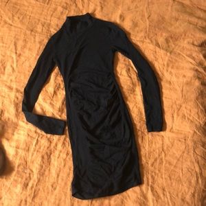 Form fitting long turtle neck dress